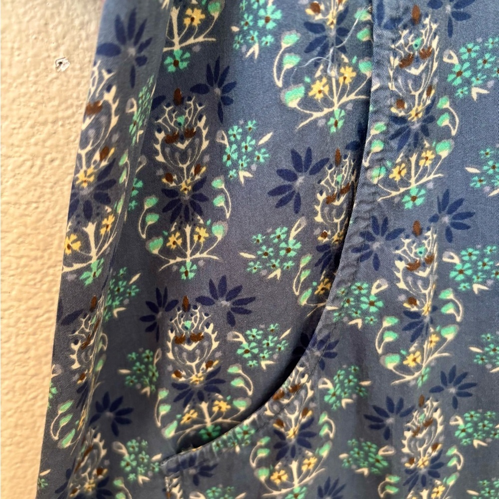 NATURAL LIFE Teal Maxi Dress with Deep Red Embroidery Trim. - Picture 4 of 7